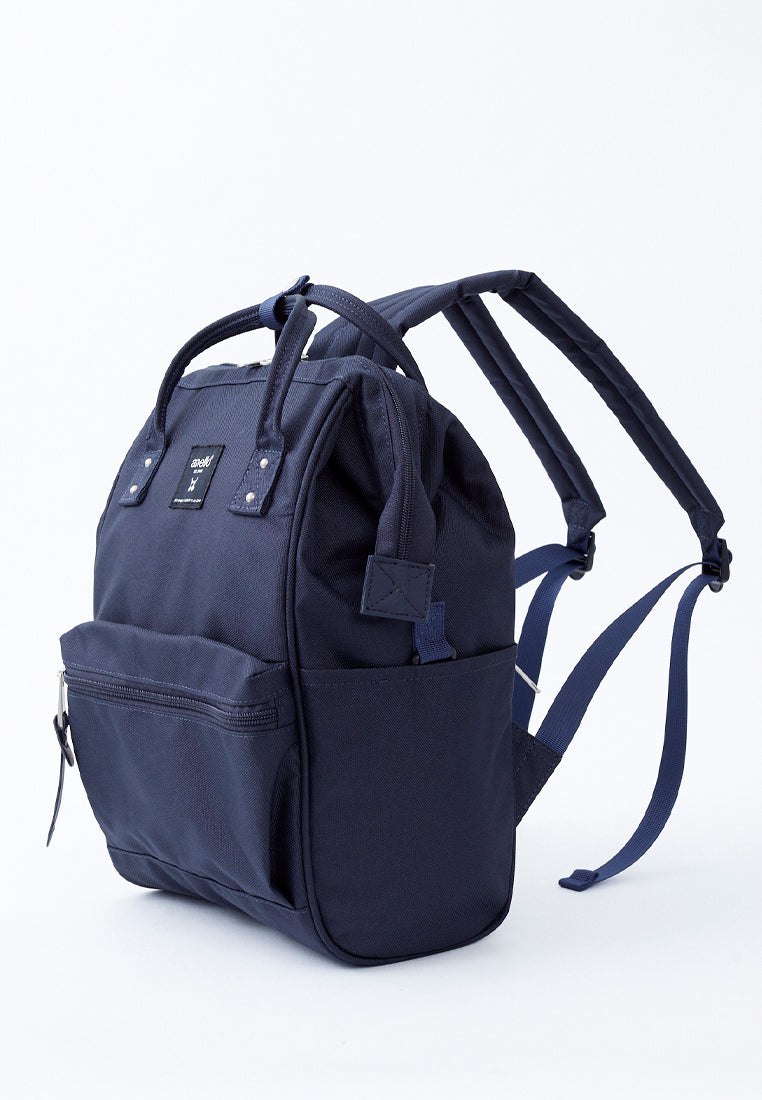 anello navy blue leather backpack Port 2Way (Navy) Signature backpack model with hinge clasp opening anello navy stylish - Gem