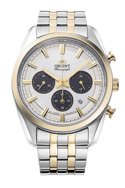 Orient Contemporary RA-TX03 Solar Chronograph Silver and Gold/White