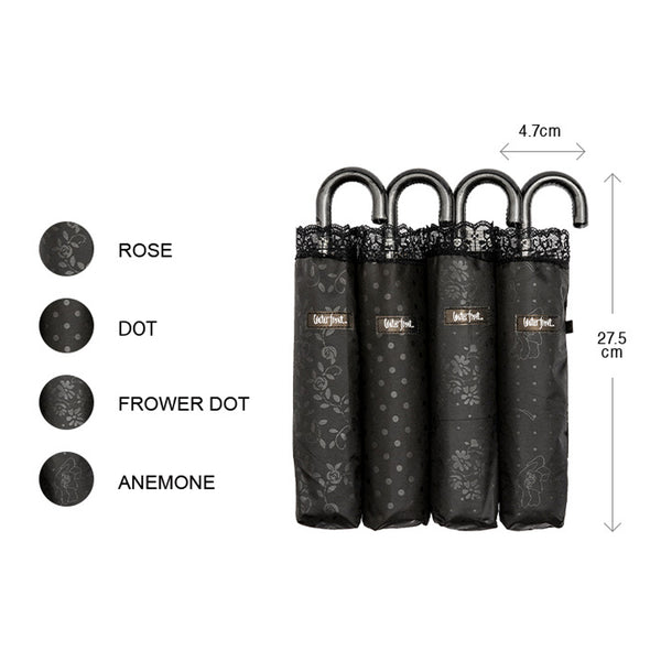 Waterfront / ALL WEATHER Floral Lace Pattern Folding Umbrella